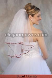 Burnt Orange Colored 1/8 Ribbon Edge Wedding Veil