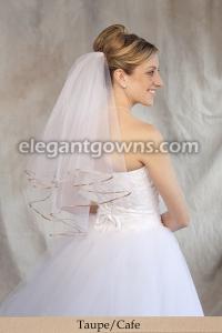 Cafe/Taupe Colored 1/8 Ribbon Edge Wedding Veil