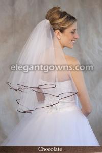 Chocolate Colored 1/8 Ribbon Edge Wedding Veil