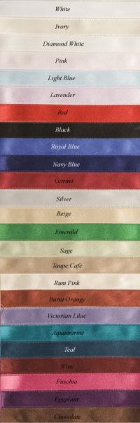 Custom Wedding Veil Colored Ribbon Edge Chart