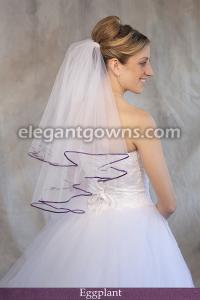 Eggplant Colored 1/8 Ribbon Edge Wedding Veil