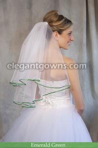 Emerald Colored 1/8 Ribbon Edge Wedding Veil