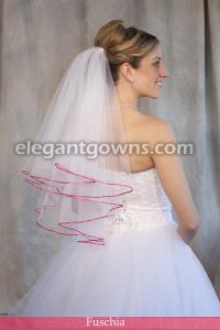 Fuschia Colored 1/8 Ribbon Edge Wedding Veil