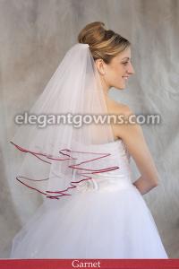 Garnet Colored 1/8 Ribbon Edge Wedding Veil
