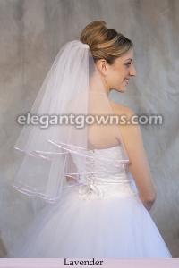 Lavender Colored 1/8 Ribbon Edge Wedding Veil