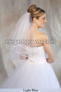 Light Blue Colored 1/8 Ribbon Edge Wedding Veil