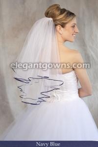 Navy Blue Colored 1/8 Ribbon Edge Wedding Veil