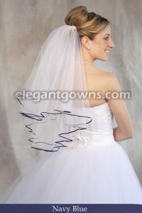 Navy Blue Colored 1/8 Ribbon Edge Wedding Veil