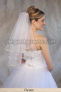 Oyster Colored 1/8 Ribbon Edge Wedding Veil