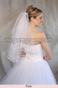 Pink Colored 1/8 Ribbon Edge Wedding Veil