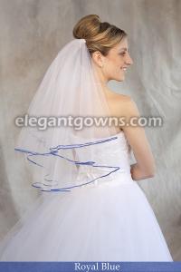 Royal Blue Colored 1/8 Ribbon Edge Wedding Veil