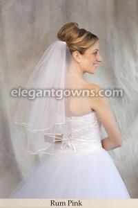 Rum Pink Colored 1/8 Ribbon Edge Wedding Veil