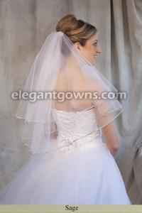 Sage Colored 1/8 Ribbon Edge Wedding Veil