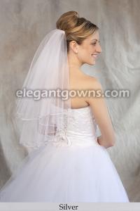 Silver Colored 1/8 Ribbon Edge Wedding Veil