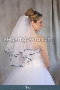 Teal Colored 1/8 Ribbon Edge Wedding Veil