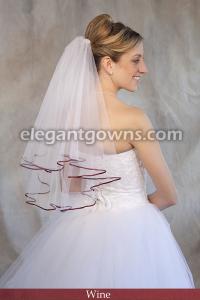 Wine Colored 1/8 Ribbon Edge Wedding Veil