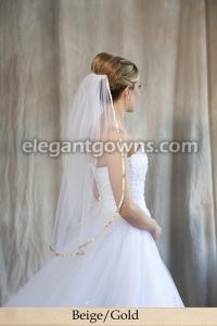 Beige Colored 3/8" Ribbon Edge Wedding Veil