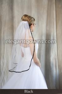 Black Colored 3/8" Ribbon Edge Wedding Veil