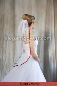 Burnt Orange Colored 3/8" Ribbon Edge Wedding Veil