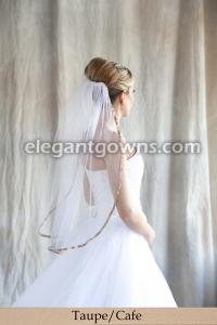 Cafe/Taupe Colored 3/8" Ribbon Edge Wedding Veil