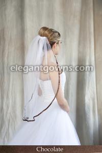 Chocolate Colored 3/8" Ribbon Edge Wedding Veil