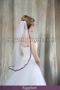 Eggplant Colored 3/8" Ribbon Edge Wedding Veil