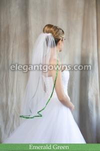 Emerald Colored 3/8" Ribbon Edge Wedding Veil