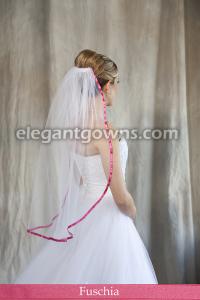 Fuschia Colored 3/8" Ribbon Edge Wedding Veil
