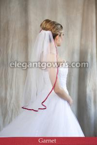 Garnet Colored 3/8" Ribbon Edge Wedding Veilt Colored 3/8" Ribbon Edge Wedding Veil
