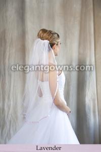 Lavender Colored 3/8" Ribbon Edge Wedding Veil