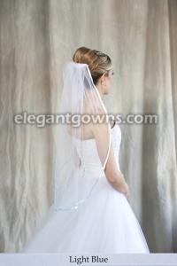 Light Blue Colored 3/8" Ribbon Edge Wedding Veil