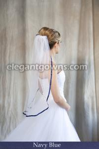 Navy Blue Colored 3/8" Ribbon Edge Wedding Veil