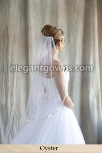 Oyster Colored 3/8" Ribbon Edge Wedding Veil