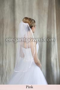 Pink Colored 3/8" Ribbon Edge Wedding Veil