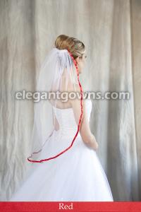Red Colored 3/8" Ribbon Edge Wedding Veil