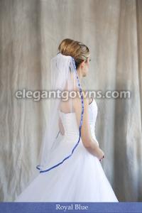 Royal Blue Colored 3/8" Ribbon Edge Wedding Veil
