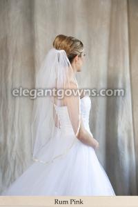 Rum Pink Colored 3/8" Ribbon Edge Wedding Veil