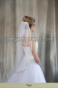 Sage Colored 3/8" Ribbon Edge Wedding Veil