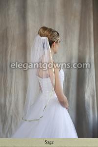 Sage Colored 3/8" Ribbon Edge Wedding Veil