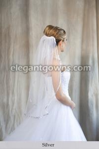 Silver Colored 3/8" Ribbon Edge Wedding Veil