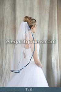 Teal Colored 3/8" Ribbon Edge Wedding Veil