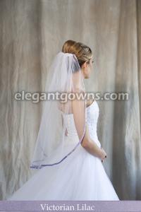 Victorian Lilac Colored 3/8" Ribbon Edge Wedding Veil