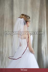 Wine Colored 3/8" Ribbon Edge Wedding Veil