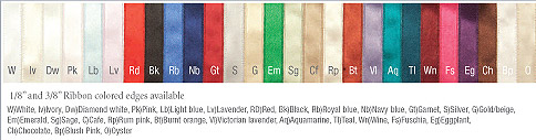 Colored Ribbon Chart for Custom Wedding Veils