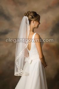 Double 3/8 inch ribbon wedding veil