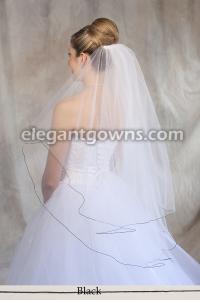 Black Pencil/Corded Edge Wedding Veil