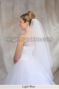 Light Blue Pencil/Corded Edge Wedding Veil