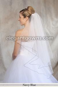 Navy Blue Pencil/Corded Edge Wedding Veil