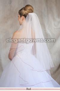 Red Pencil/Corded Edge Wedding Veil