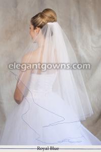 Royal Blue Pencil/Corded Edge Wedding Veil